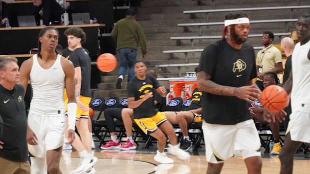 Cody Williams and Eddie Lampkin pre game